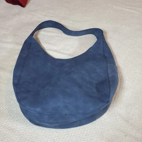 Charleston Bags Faux Suede Shoulder Bag Satchel Blue Boho Lightweight Travel - Picture 4 of 8